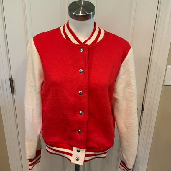 Hot & Delicious Red & White Varsity Jacket, Size Small, NWT! - Picture 1 of 5